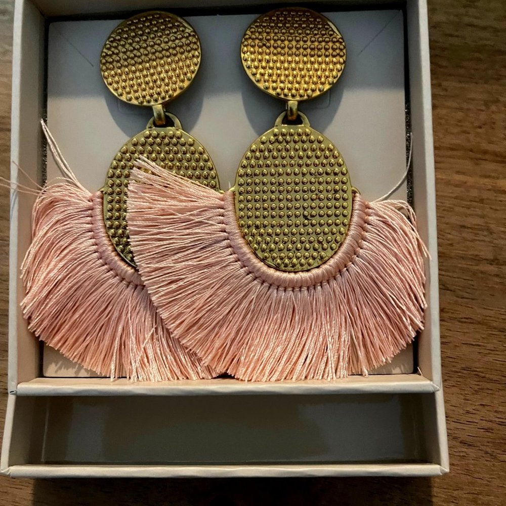 New in Box India Hicks Golden Fan Earrings
